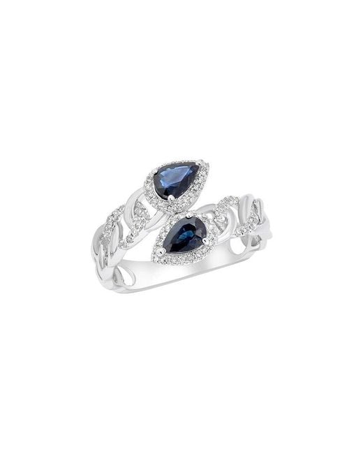 Diana M Multicolor Fine Jewelry 14k 0.99 Ct. Tw. Diamond & Sapphire Half-eternity Ring