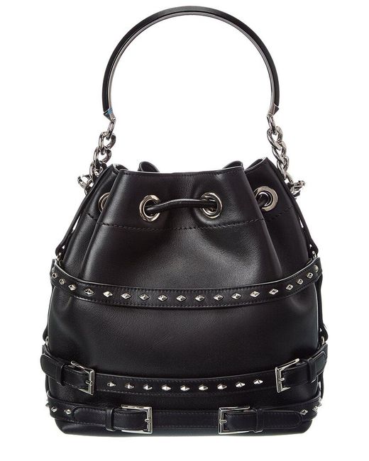 Jimmy Choo Black Bon Bon Leather Bucket Bag