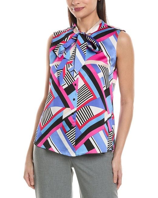 Karl Lagerfeld Blue Silky Crepe Blouse