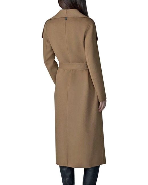 Mackage Brown Wool & Leather Wrap Coat