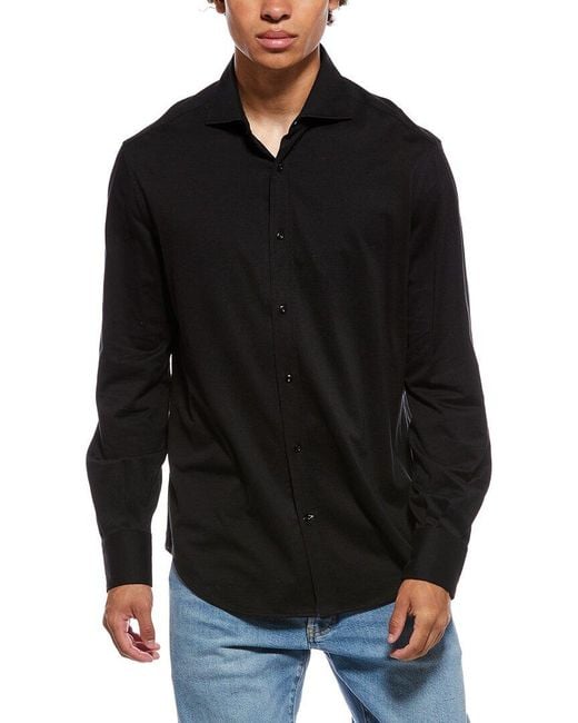 Brunello Cucinelli Black Solid Shirt for men