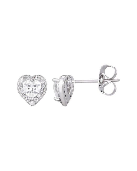 Adornia Metallic Plated Cz Heart Halo Stud Earrings