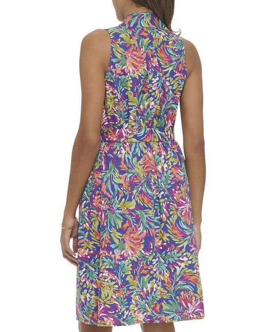Kensie Blue Printed Poplin Mini Dress