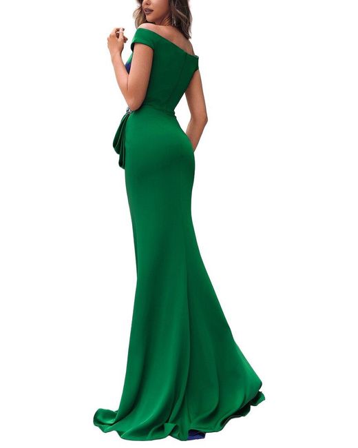 Terani Green Solid Maxi Dress
