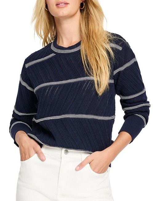 NIC+ZOE Blue Pointelle Stripe Sweater