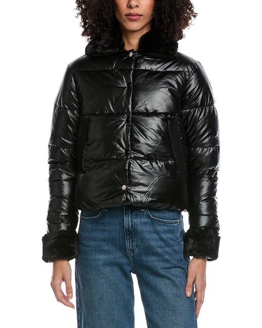 La Fiorentina Black Metallic Puffer Jacket