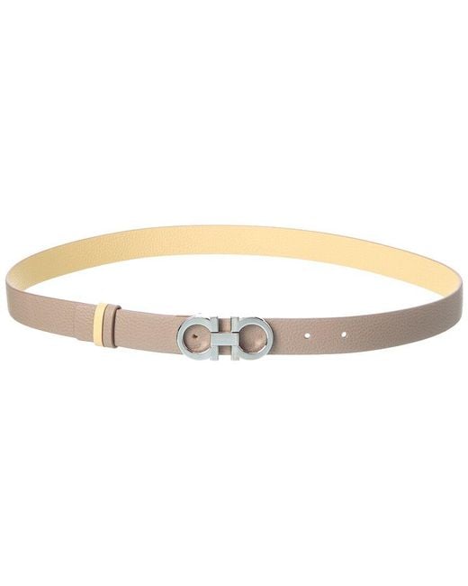 Ferragamo White Gancini Reversible Leather Belt