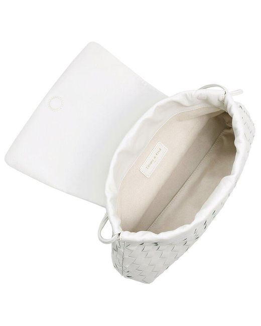 Tiffany & Fred Paris White Woven Leather Shoulder Bag