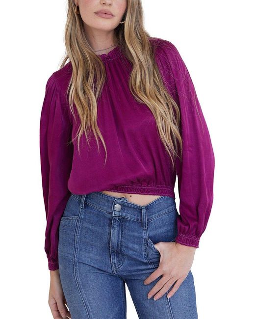 Bella Dahl Purple Smocked Neck Pullover
