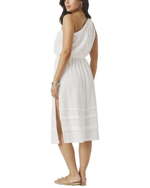 Splendid White Ava Gauze One Shoulder Dress