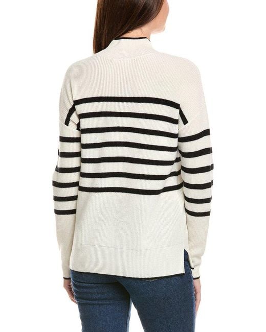 Kier + J Natural Kier + J Mock Neck Striped Wool & Cashmere-Blend Sweater