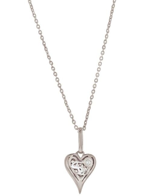 Suzy Levian White 14K 0.11 Ct. Tw. Diamond Elongated Heart Necklace