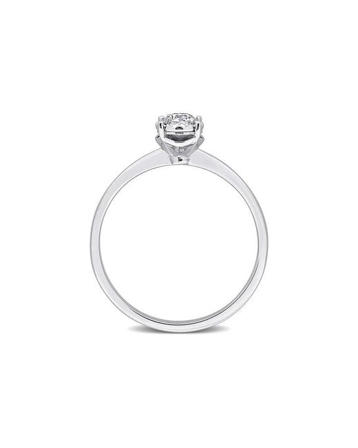 Lab Grown Diamonds White Created Forever 18K 0.17 Ct. Tw. Lab-Grown Diamond Halo Ring