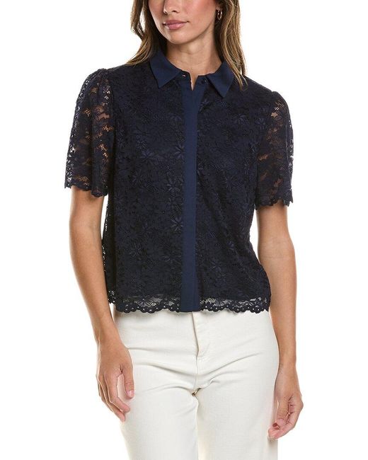 Cece Blue Hidden Placket Shirt