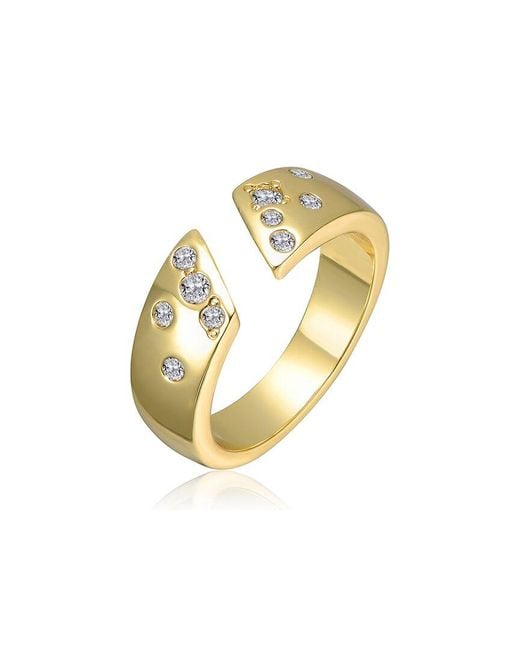 Rachel Glauber Metallic 14K Plated Cz Band Ring
