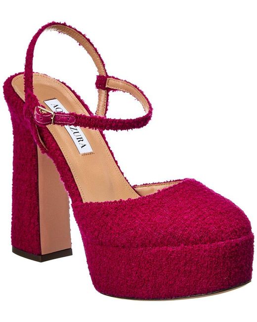 Aquazzura Red Groove Plateau 120 Boucle Platform Sandal