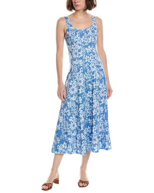 Ro's Garden Blue Camillie Midi Dress