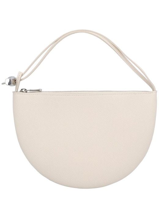 Longchamp White Le Roseau Small Leather Clutch