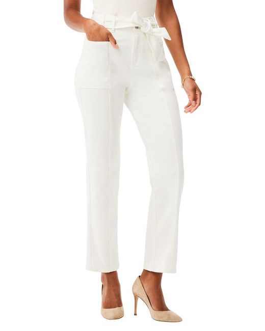 NIC+ZOE White Nic+zoe Belted Straight Ankle Jean