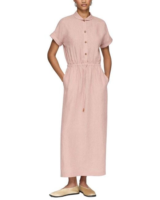 Lafayette 148 New York Pink Claudine Collar Drawstring Dress