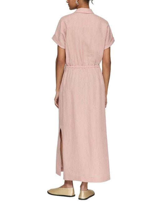 Lafayette 148 New York Pink Claudine Collar Drawstring Dress