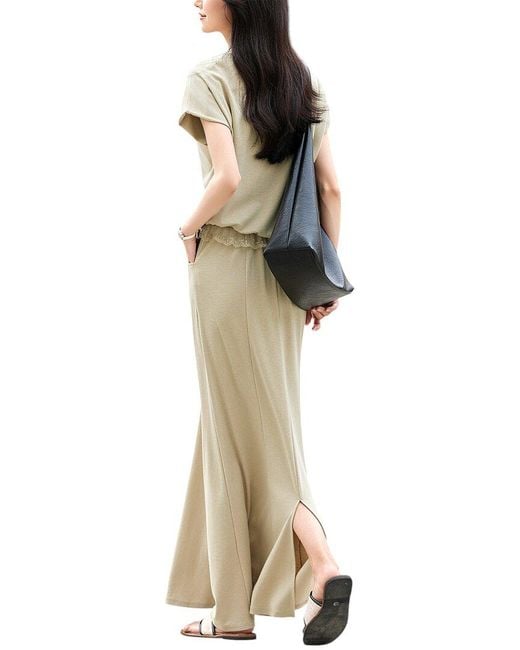 OUNIXUE Natural 2Pc T-Shirt & Skirt Set