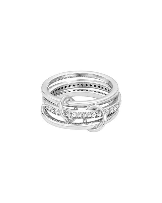 Adornia White Plated Cz Connected 3-Piece Stack Ring
