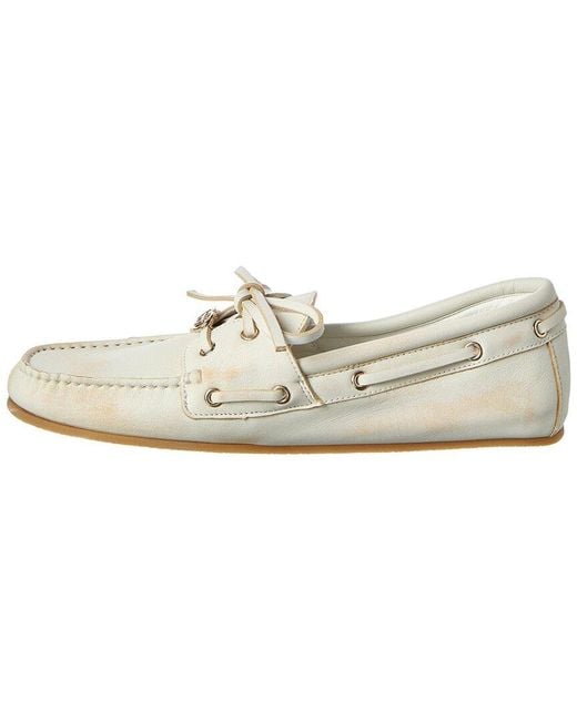 Gucci White Gg Logo Leather Loafer