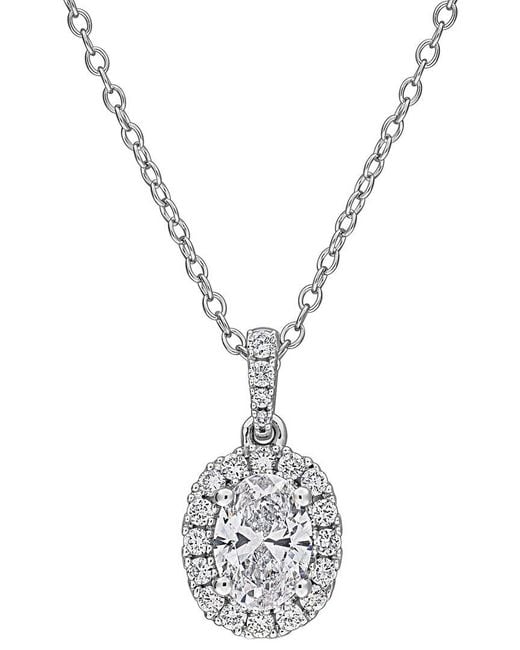 Created Forever Metallic 0.75 Ct. Tw. Lab-Grown Diamond Halo Pendant