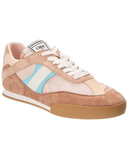 Chloé White Kick Suede-Trim Sneaker