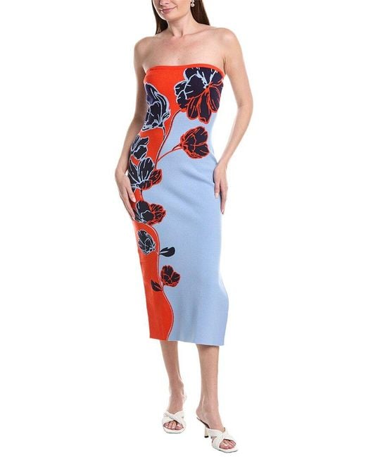 MILLY Blue Simone Floral Midi Dress
