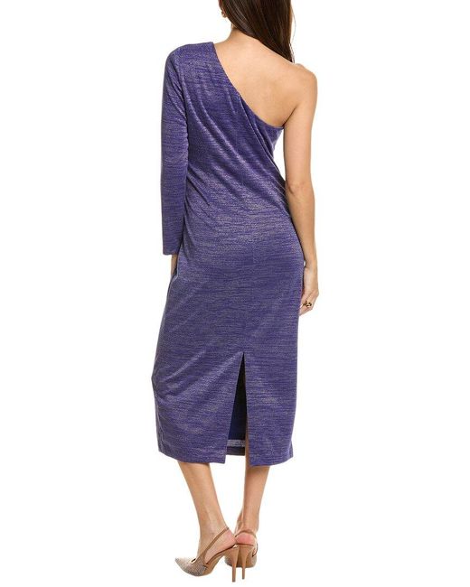 JS Collections Blue Maddie One-Shoulder Midi Dress
