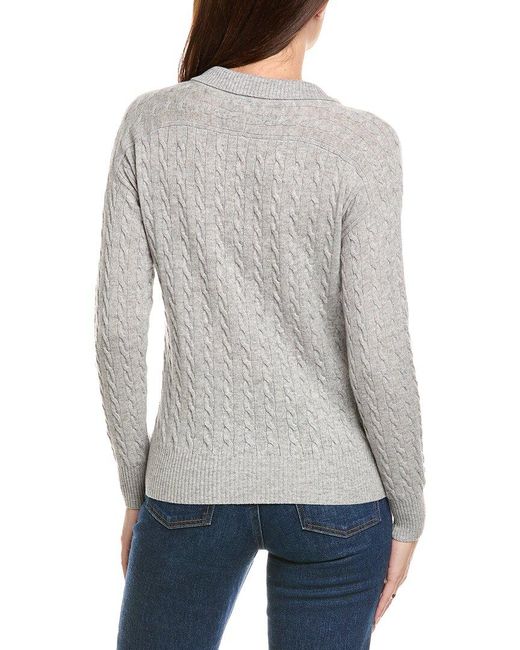 Kier + J Gray Kier + J Cable Knit Wool & Cashmere-Blend Polo Sweater