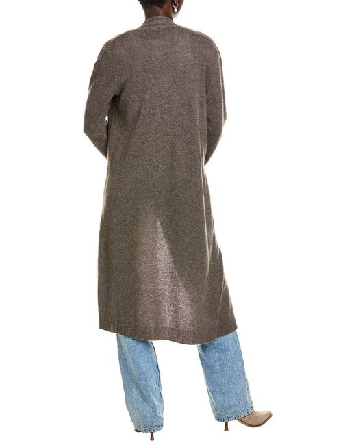27 Miles Malibu Brown Floor Length Open Wool & Cashmere-Blend Cardigan