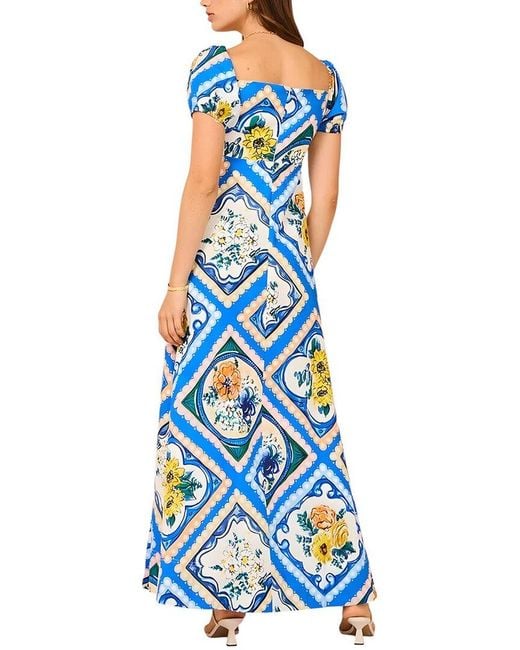 Esea Blue Linen-Blend Maxi Dress