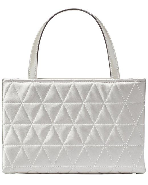 Kate Spade Gray Sam Icon Quilted Satin Small Tote