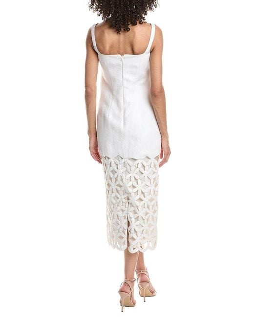 Valentino White Donna Silk-Blend Midi Dress