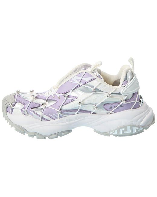 Versace White Leather & Mesh Sneaker