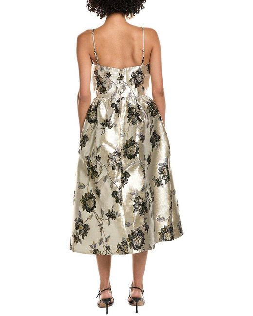 Julia Jordan Metallic Floral Jacquard A-Line Dress