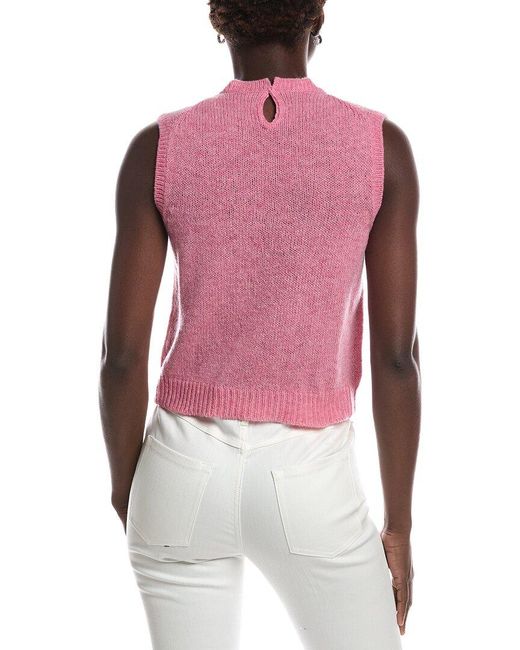Miu Miu Red Crystal Embellished Wool Tank
