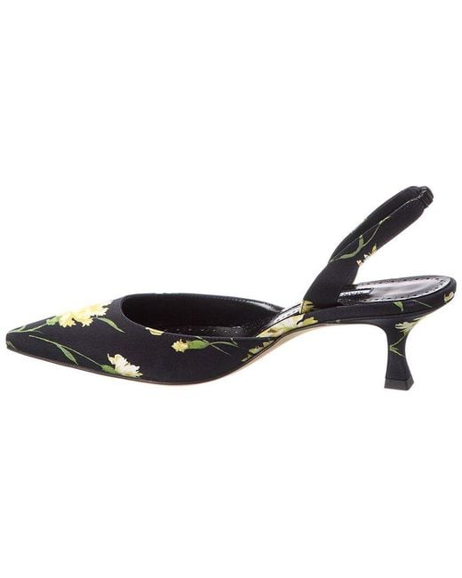 Manolo Blahnik Black Carolyne 70 Satin Slingback Pump