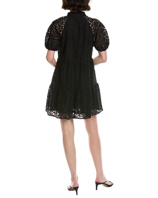 Cece Black V-Neck Tiered Babydoll Dress