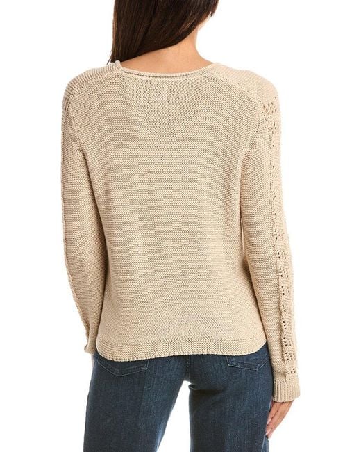 NIC+ZOE Natural Crochet Crimpy Cord Sweater