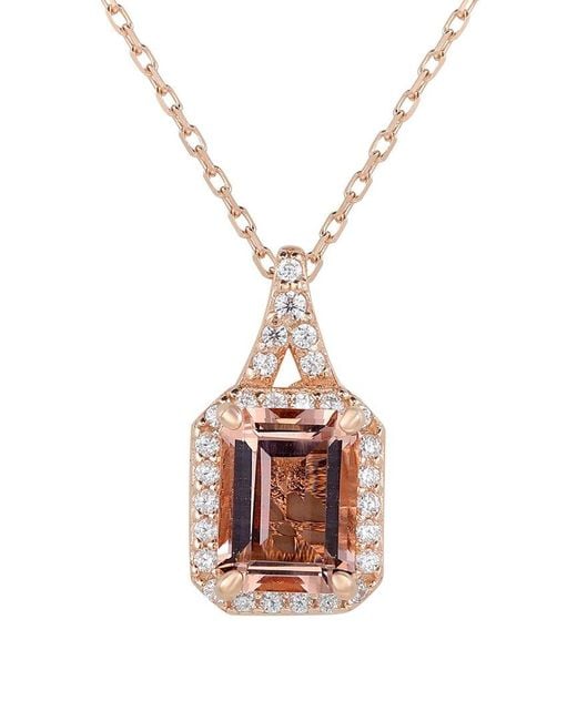 Suzy Levian CZ Jewelry Pink Suzy Levian Cz Halo Dangle Necklace