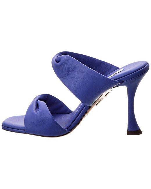 Aquazzura Blue Twist 95 Leather Sandal