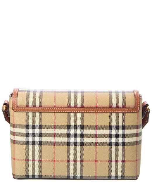 Burberry Brown Note Check E-Canvas & Leather Crossbody
