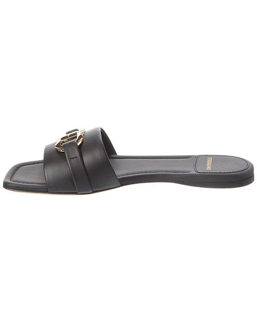 Ferragamo Black Leah Ornament Leather Sandal