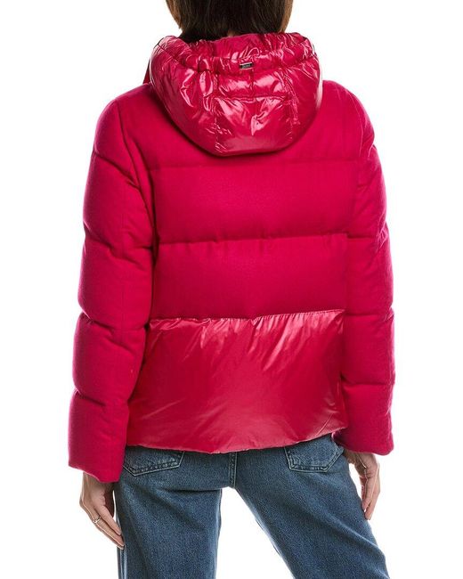 Herno Red Silk & Cashmere-Blend Down Coat