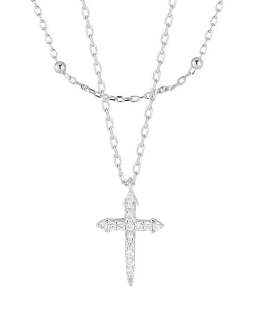 Glaze Jewelry White Silver Cz Cross Necklace