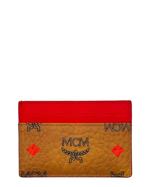 MCM Red Diamond Rainbow Coated Canvas Wallet